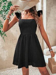 Breezaya Women's Solid Color Square Neckline Sleeveless Dress - Black - View 3