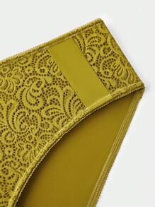 LUVLETTE Plus Lingerie 中腰蕾丝三角裤女士内衣内裤 - 黃色 - 查看 9