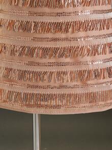 Vestido corto de fiesta sin mangas con adornos de flecos y lentejuelas para niña preadolescente, para cumpleaños, eventos, bodas, todo el año - Champán - Ver 5