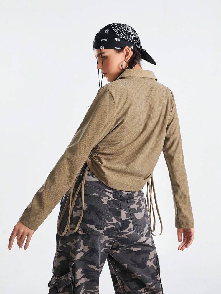 Solid Color Zipper Front Long Sleeve Sports Jacket