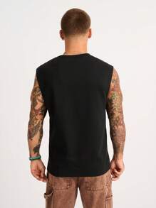 Forever 21 Men's Black Sleeveless Round Neck Sweatshirt - Black - View 2