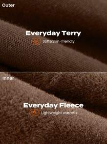 GLOWMODE COTTON-BLEND Lông cừu Thuộc thân thể Nửa Zip Túi kangaroo Hoodie Thoải mái Ấm áp - Cocoa - Xem 3