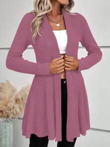 EMERY ROSE Women's Solid Color Long Sleeve Cardigan,Long Sleeve Tops Fall Winter Cloth For Women - Mauve Purple - View 5