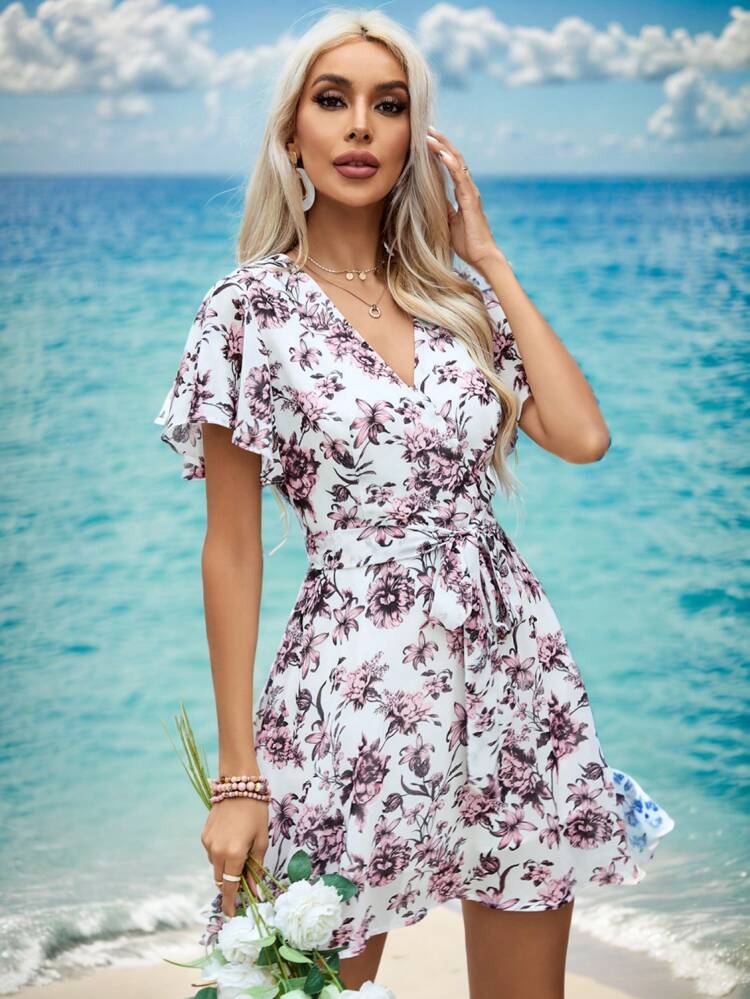 Vacation Woven Floral Romper For Women