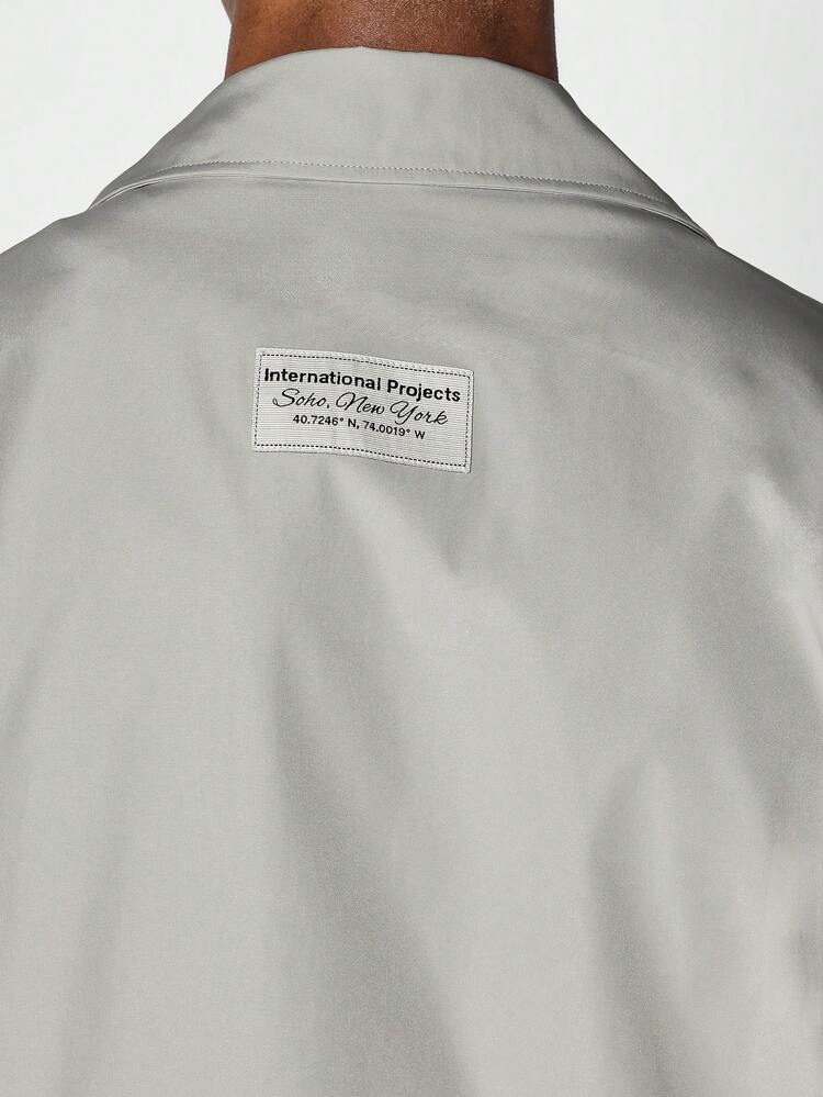 SUMWON Boxy Fit Revere Collar Shirt With Pocket Square - Khaki - View 6