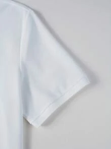 Manfinity LEGND Áo thun polo cổ ngắn tay cho nam có họa tiết chữ và vương miện, đi làm - trắng - Xem 3