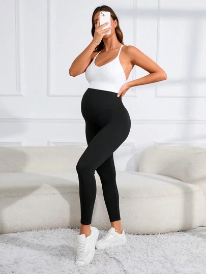 SHEIN Yoga Basic Maternidad Leggings cintura cintura