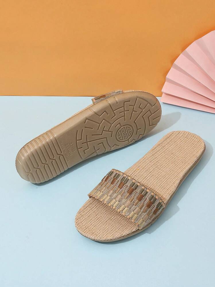 Sexy Ladies Open Linen Slippers Spring, Summer And Autumn Indoor Home Beach Sandals - Multicolor - View 2