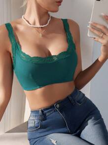 Wedaily Women's Romantic Casual Polyester Crop Lace Trim Bralette Multi-Color Plain - Multicolor - View 4