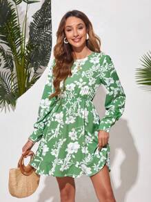 GENKIRA Ladies' Floral Printed Long Sleeve Dress Fall Cloth For Women - Multicolor - View 1