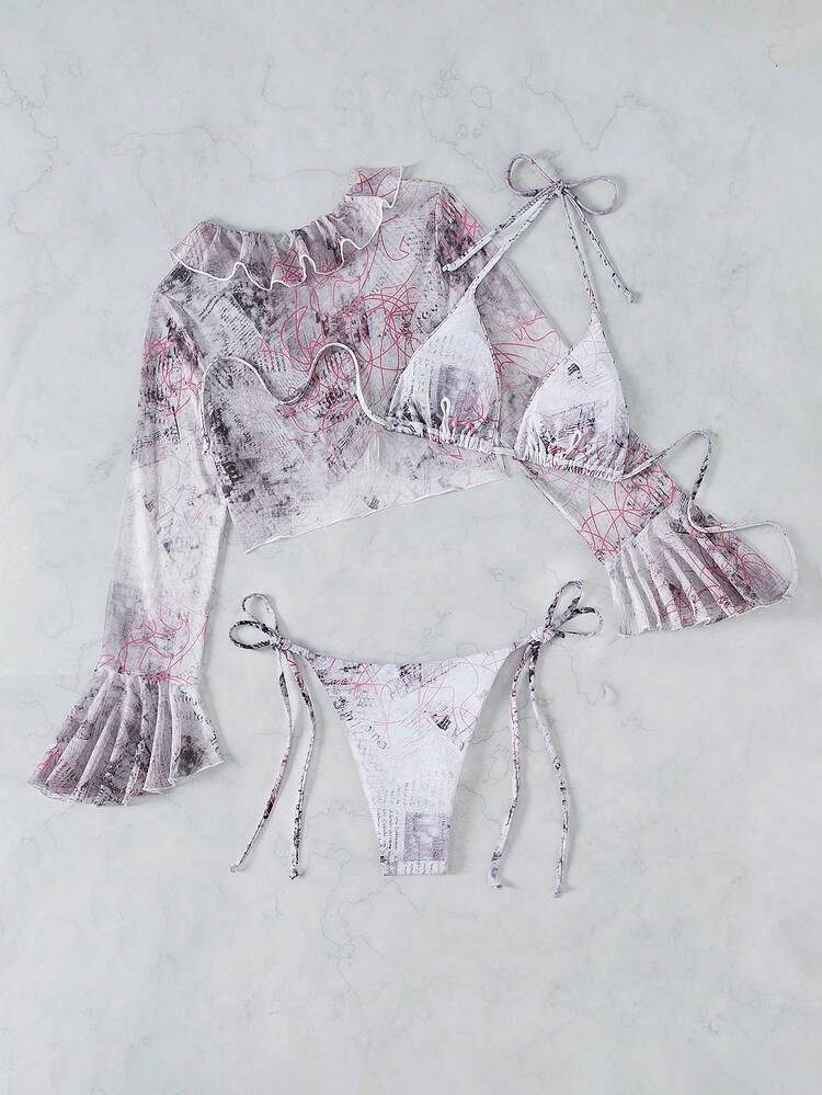 Women's Tie-Dye Stripe Print Swimwear Set Summer