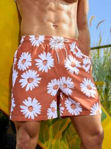 Surfspeed Men'S Floral Printed Drawstring Beach Shorts - Multicolor - View 4