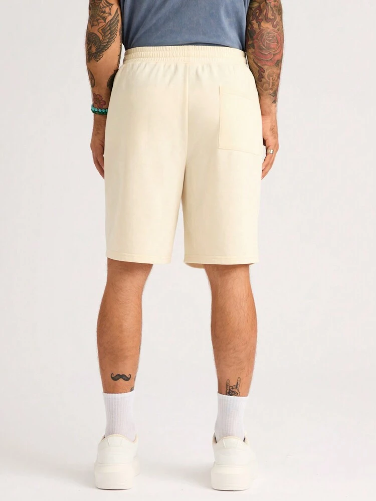 Men's Casual White Athletic Drawstring Elastic Waist Shorts