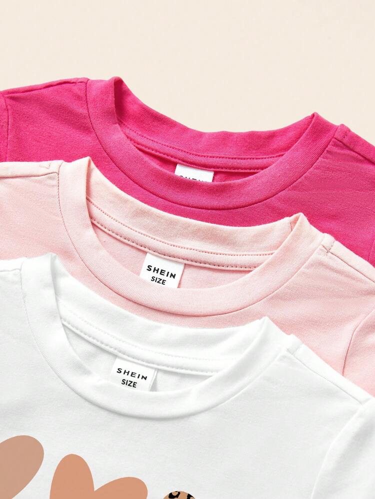 ベビー女の子半袖tシャツ シンプルなハートグラフィック 夏にぴったりのカジュアルウェア