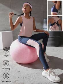 Sparklyn Cô gái Tween 3pcs Xanh & Màu hồng Nối Set bộ đồ thể thao , Thích hợp Đối với Trong nhà Và Các hoạt động ngoài trời Như  chạy , Đạp xe , - Nhiều màu - Xem 1