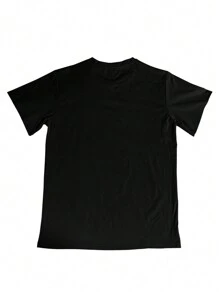 Men's Rabbit Ear & Slogan Print Round Neck Short Sleeve T-Shirt