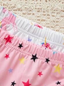 SHEIN Trẻ Cô gái Mô hình Cartoon Vừa Khít Trang phục mặc nhà Bộ Với Cổ áo cao Ngắn tay Áo thun , Quần , Đan , Thoải mái Và Làn da thân thiện , Bốn mảnh In Một Bộ - Nhiều màu - Xem 4