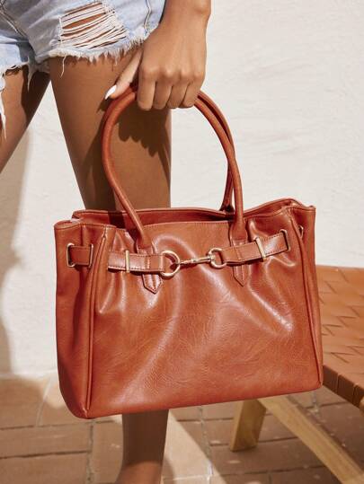 Twin Melody X SHEIN SHEIN VCAY Women'S Versatile And Simple Tote Bag