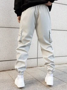 Manfinity Homme Men Flap Pocket Cargo Trousers - Light Grey - View 2