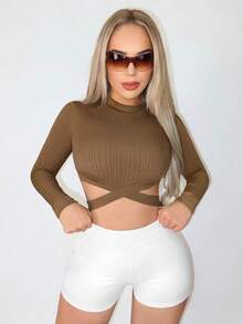 Allurite 素色緊身PU皮革短褲 - 白色 - 查看 5