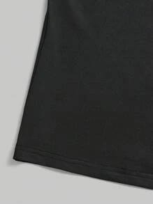 SHEIN LUNE Women's Asymmetrical Shoulder Batwing Sleeve T-Shirt - Black - View 3