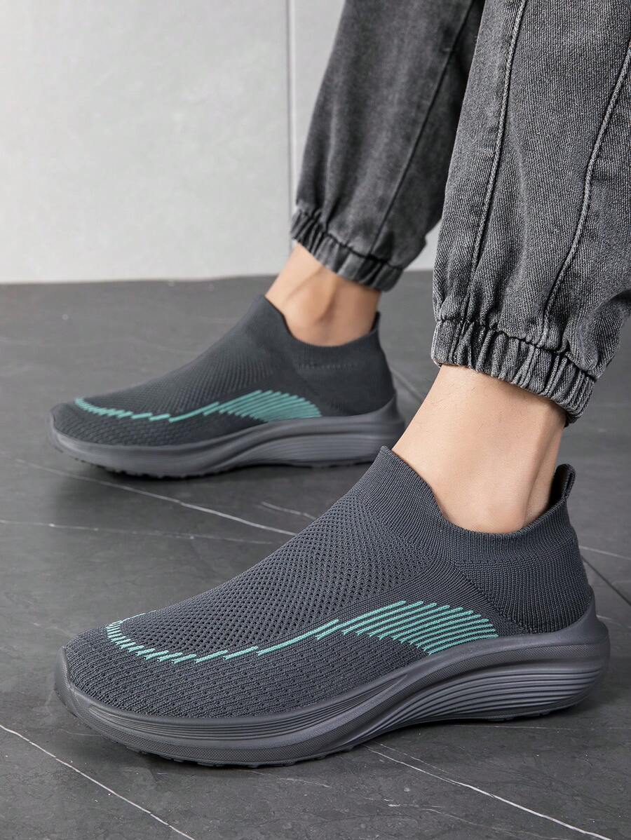 Men's Sock Shoes Slip-On Sneakers - Athletic Shoes - Lightweight And Breathable Walking Shoes - Grey - View 1