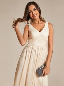 EVERPRETTY Robe De Demoiselle D'honneur Dos Nu Avec Décolleté Plongeant Et Contraste