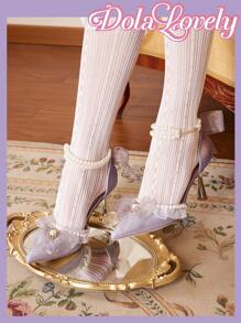 Dola Lovely Của phụ nữ Ren lưới Hoa Nghệ Embellished Giày cao gót Giày dép - Màu tím - Xem 1