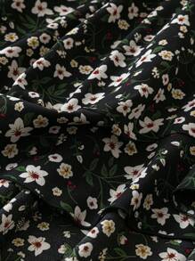 SHEIN Clasi Plus Size Women's Floral Printed Sleeveless Patchwork Dress - Black - View 6