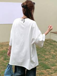 DAZY 圓領星星和字母印花短袖t卹 - 白色 - 查看 5