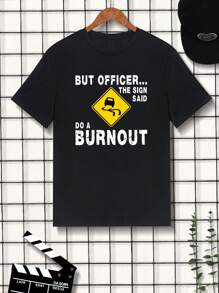 Men Auto Printed Short Sleeve T-Shirts Tee - Black - View 3