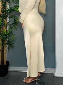 SHEIN SXY Jupe Longue De Taille Plus Crème - Nude - Voir 6