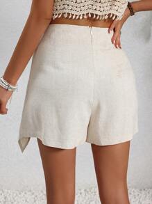 Breezaya Solid Color Tassel Detail Lace-Up Skorts With Back Zipper