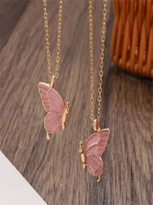 ROMWE Kawaii 2pcs Butterfly Design Fashion Jewelry Necklace Set Perfect Gift For Daily Wear And Gift Giving