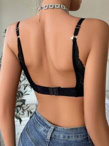 Ladies' Lace Backless Hollow Out Bra - Black - View 5