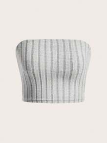 SHEIN EZwear 3入組多色針織挺口短上衣,無肩帶款式 - 灰色 - 查看 6