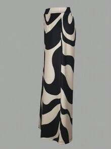 بنطلون كاجوال ملون مطبوع للنساء، مناسب للارتداء في المنزل والخارج وغيرها من المناسبات، ملابس صيفية للنساء، كاجوال أنيق للربيع - بني - مشاهدة 5