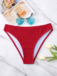 Swim Basics Màu thuần Textured Áo bơi Đáy - Đỏ - Xem 5