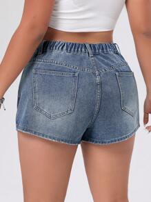 SHEIN ICON Plus Size Elastic Waist Denim Shorts