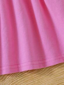 SHEIN Baby Girl's Casual Knitted Solid Color Sleeveless Dress Three Pieces Set - Purple - View 3