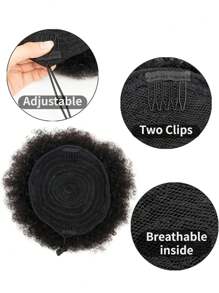 2 sztuki 4-calowe dziecięce bufki z nieuporządkowanym kokiem afro ze ściągaczem, kucyk z ludzkich włosów, kręcone, smażone, wpinane, doczepiane włosy