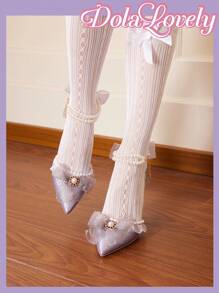 Dola Lovely Của phụ nữ Ren lưới Hoa Nghệ Embellished Giày cao gót Giày dép - Màu tím - Xem 9