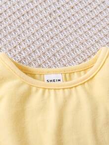 SHEIN Baby Girl's Casual Knitted Solid Color Sleeveless Dress Three Pieces Set - Purple - View 4