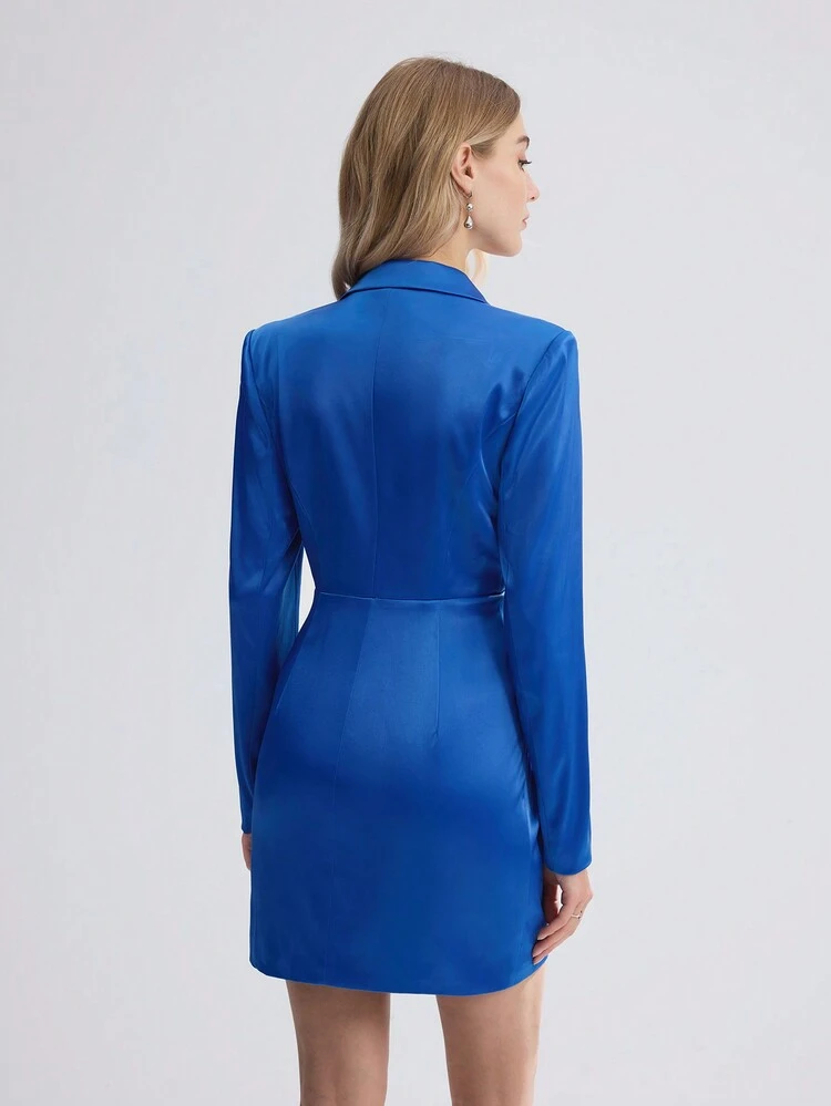 Women's Solid Color Zipper Blazer Jacket