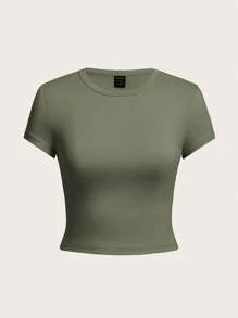 SHEIN EZwear Women T-Shirts Ditambal Plain Casual - MultiWarna - View 5