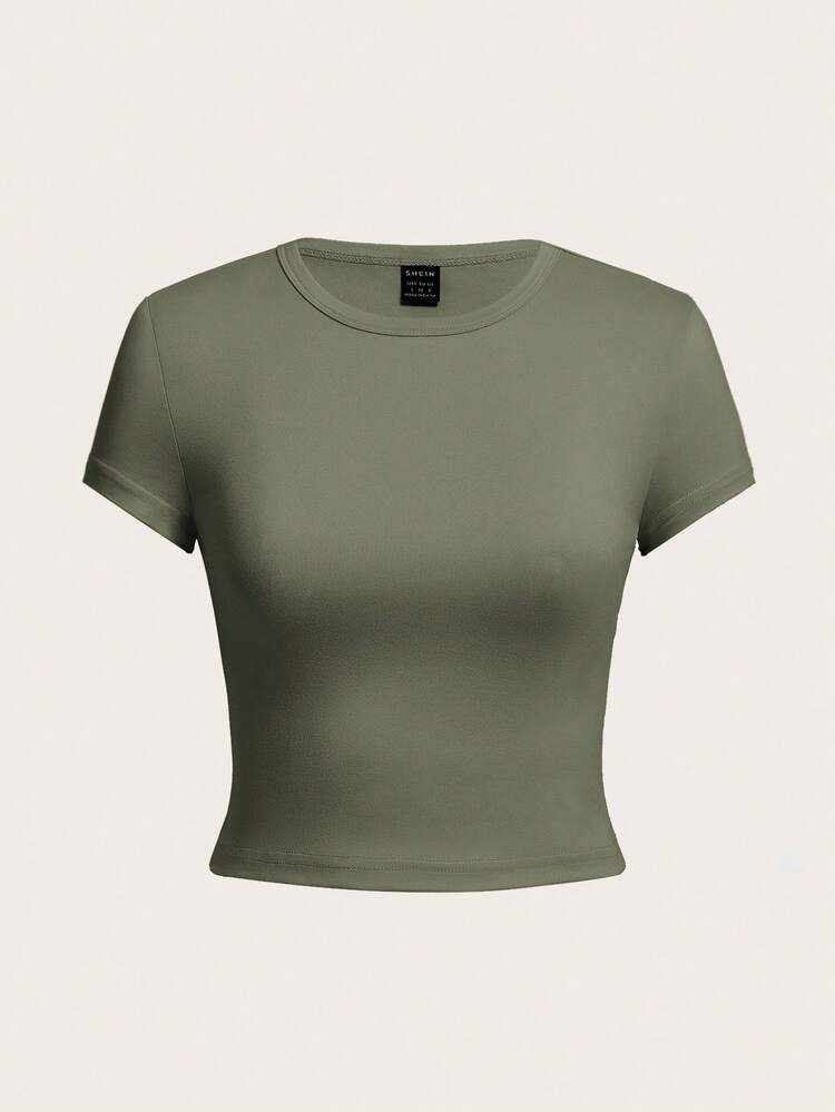 SHEIN EZwear 4pcs/Set Casual Versatile Round Neck Short Sleeve Form-Fitting Women T-Shirts, Suitable For Summer Suitable For Going Out - Multicolor - View 5