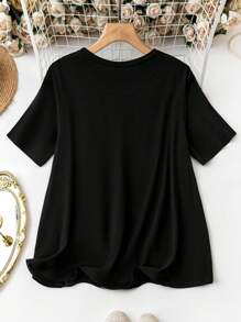 SHEIN LUNE Áo thun họa tiết da báo khối màu cỡ lớn, họa tiết da báo, áo phông nữ, cho mùa hè - Nhiều màu - Xem 2