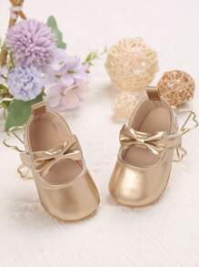 0-1 Years Old Infant Cute Bow Decor Flat Shoes - Gold - View 4