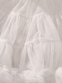 Young Girl' Elegant White Tulle Puff Skirt, Suitable For Spring, Summer, Autumn, Matching With T-Shirts Or Blouses For A Lovely, Sweet Look, Great For Outings, Parties And Gatherings - White - View 5