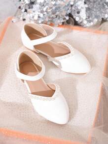 新款女童白珍珠時尚公主鞋,萬能風格 - 白色 - 查看 2